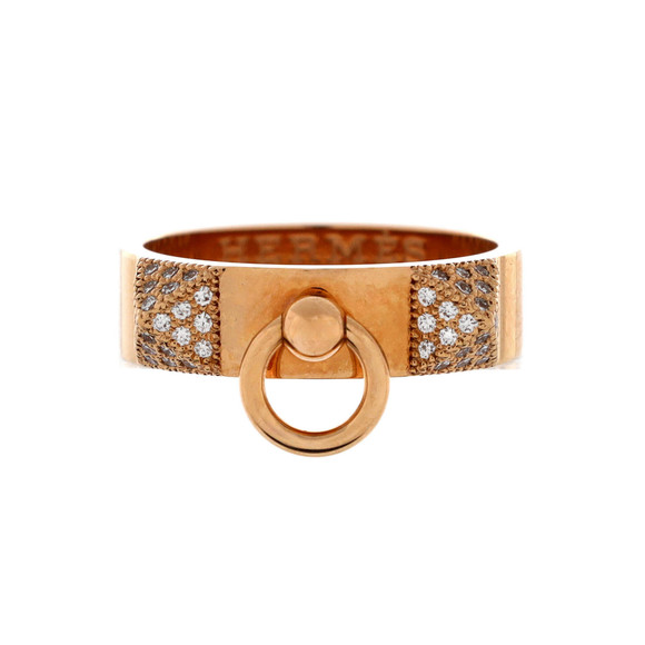Hermes Small Collier de Chien Ring 18K Rose Gold and Diamonds - Picture 1 of 3